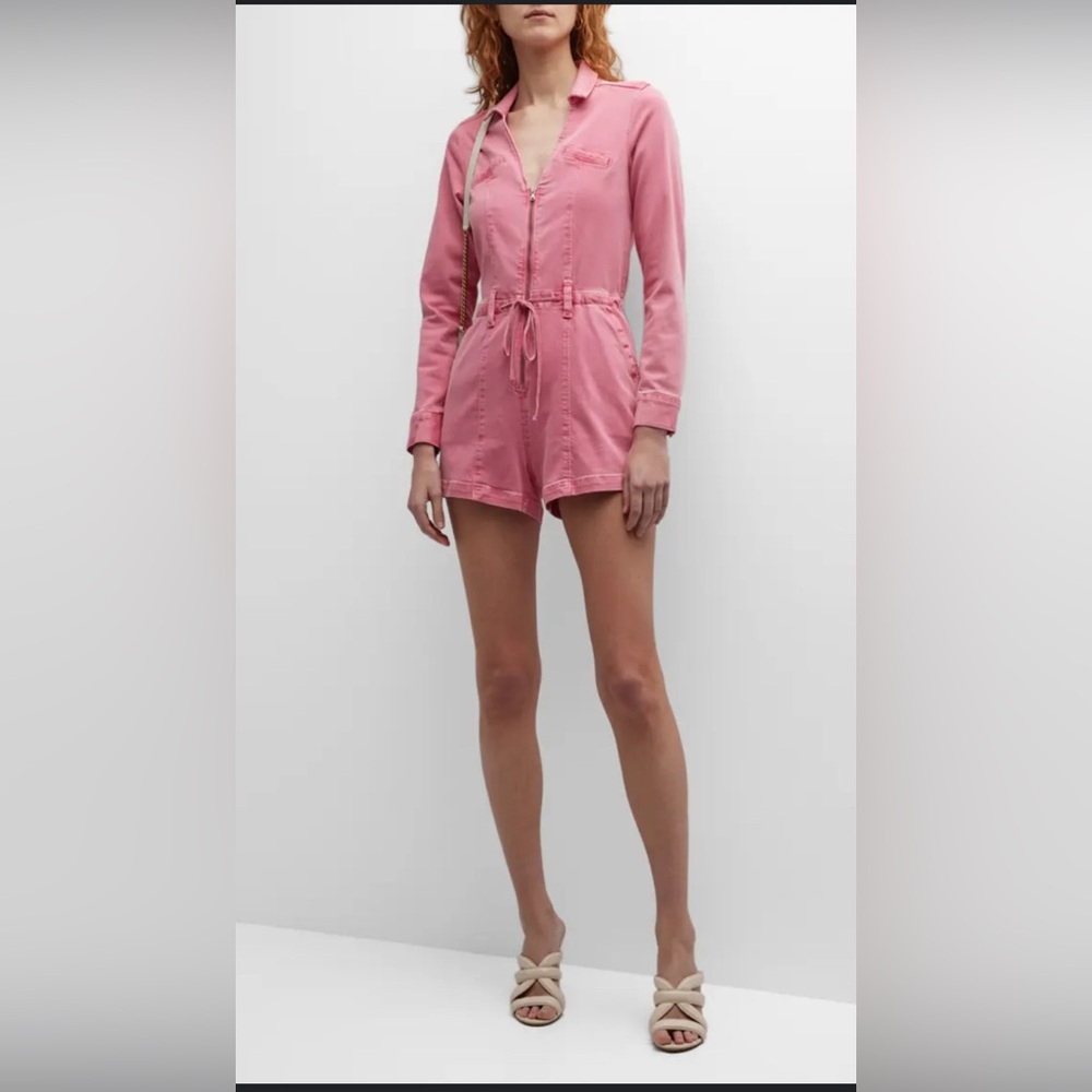 PAIGE Meg Romper Utility Waist Tie Vintage Pink Lolly